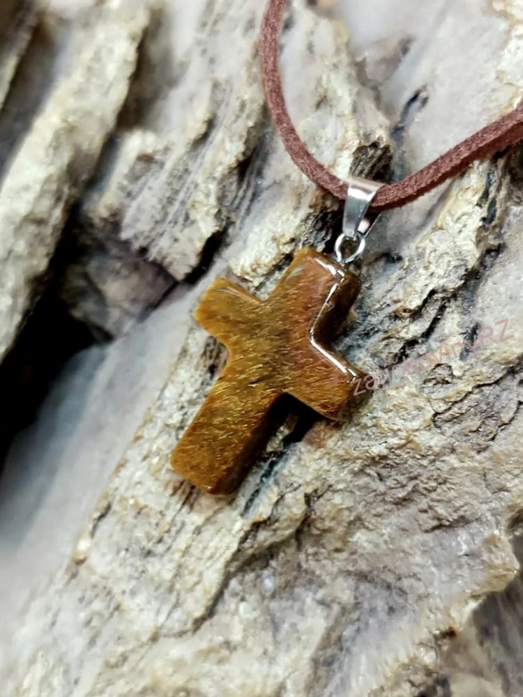 Přívěsek křížek tygří oko, 2,5 cm
