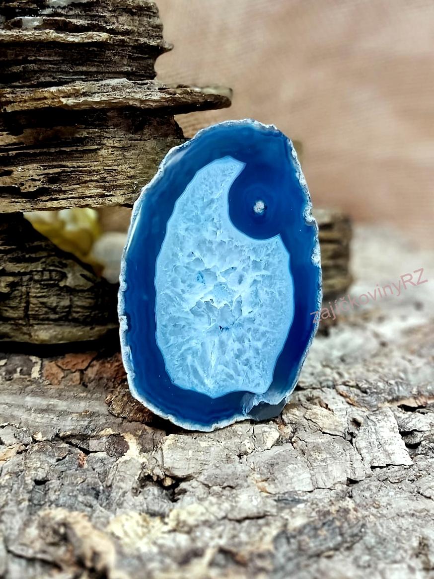 Achátový plát modrý XL, cca 12x9x2 cm