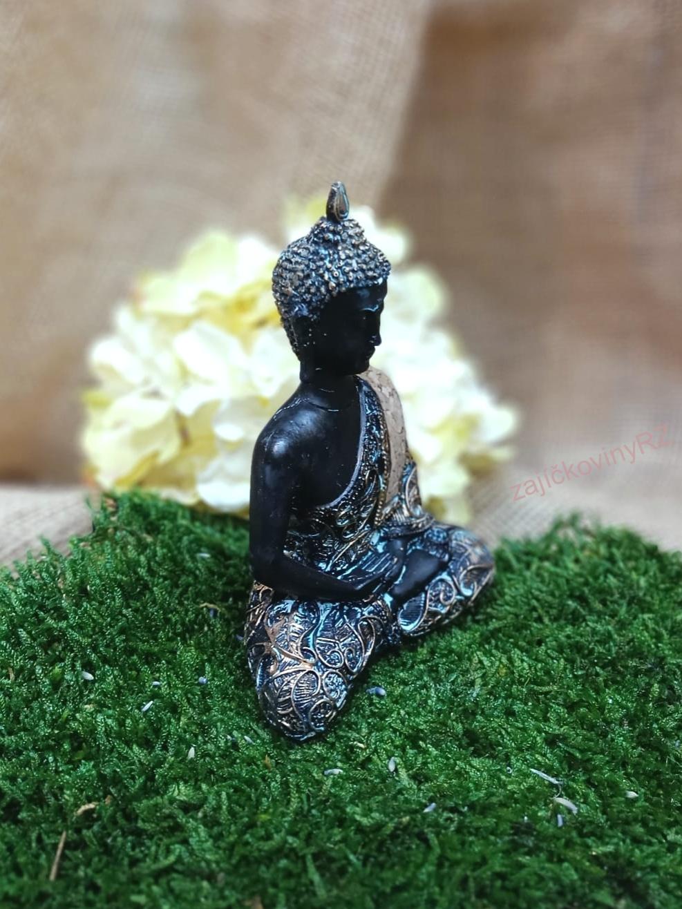 Buddha černý střední, 14 cm