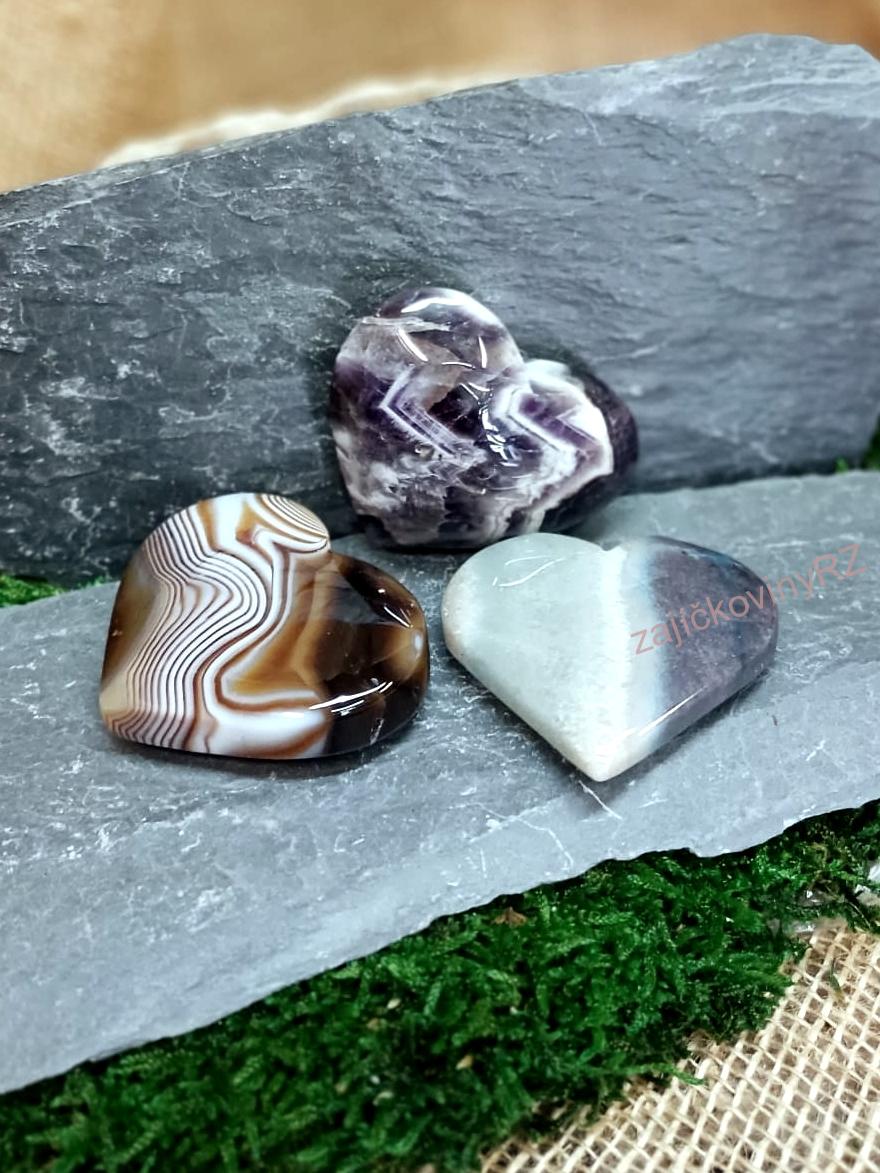 Srdce ametyst chevron 6,5 cm