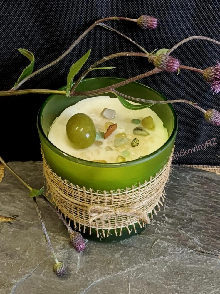 Vonná svíčka s minerály, SERPENTIN, velká, 400 g