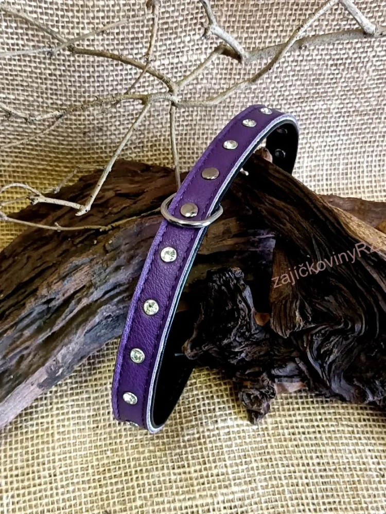 Kožený obojek zdobený 40 cm