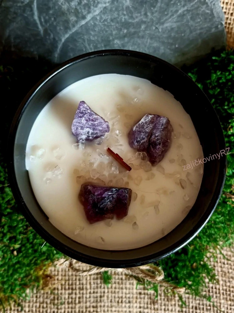 Vonná svíčka s minerály, AMETYST 3 ks, velká, 400g
