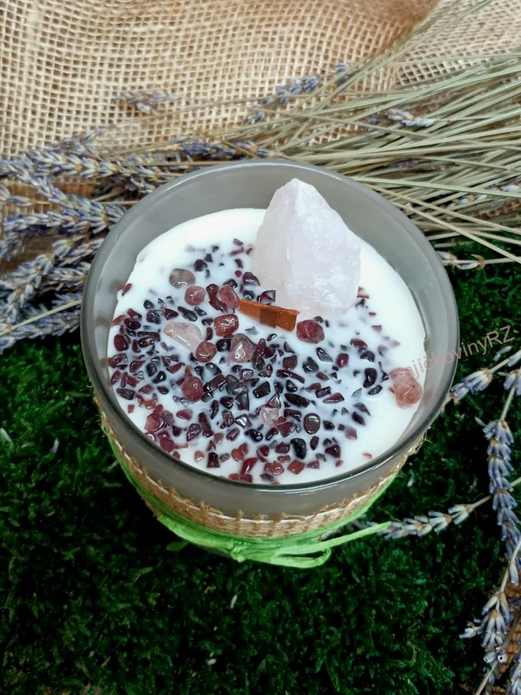 Vonná svíčka s minerály, RŮŽENÍN, velká, 400g