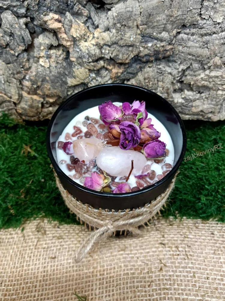 Vonná svíčka s minerály, RŮŽENÍN 2 ks, velká, 400g