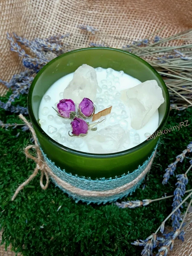Vonná svíčka s minerály, KŘIŠŤÁL 3ks, velká, 400g