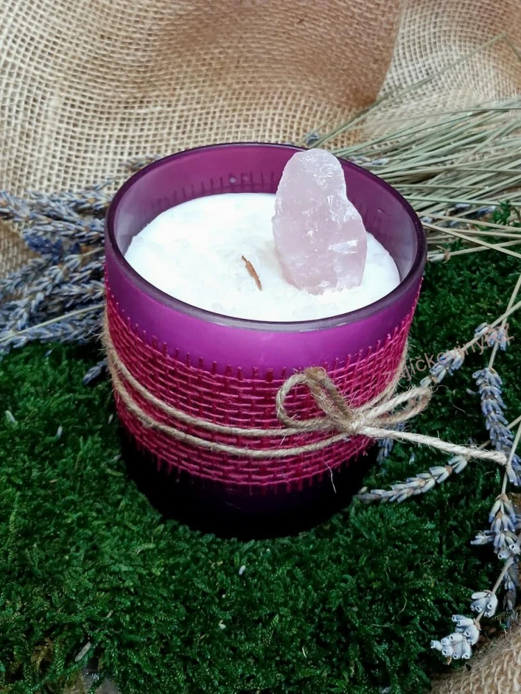 Vonná svíčka s minerály, XL RŮŽENÍN, velká, 400g