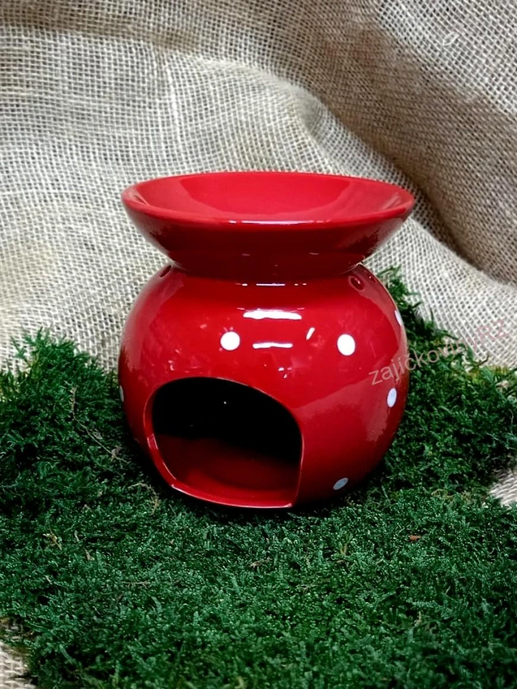 Aromalampa, červená s bílými puntíky, 13 cm