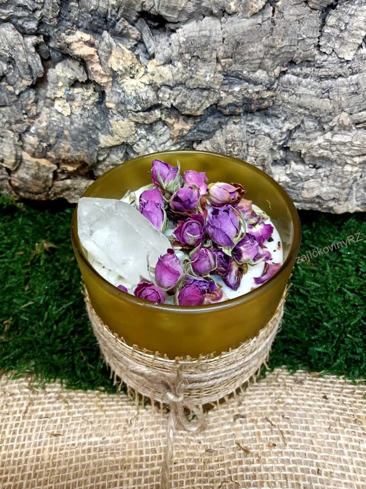 Vonná svíčka s XL KŘIŠŤÁLOVÝM HROTEM, velká, 400g