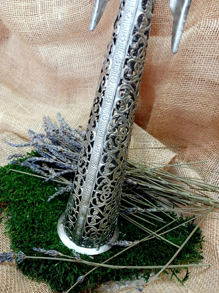 Plechový anděl stříbrný, 39 cm