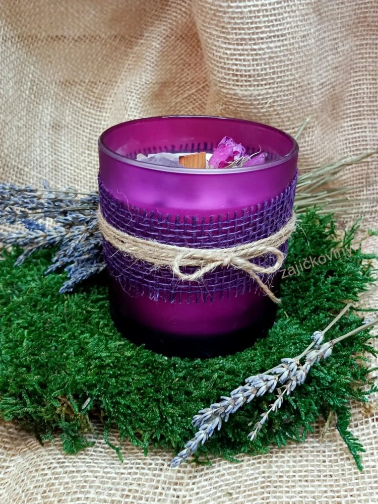 Vonná svíčka s minerály, AMETYST 3 ks, velká, 400g