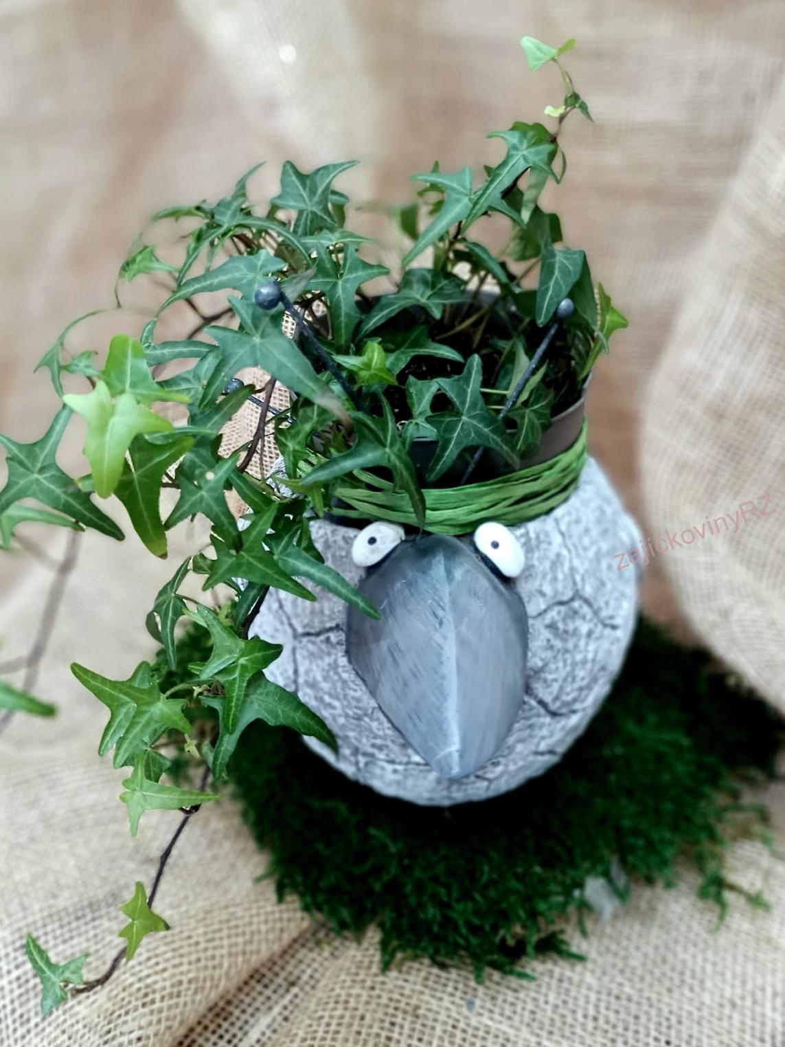 Obal na květináč, plast, 30 cm, veselý pták