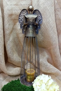 Plechový anděl zlatý XL, 54 cm