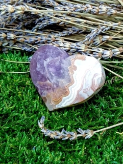 Srdce ametyst achát 6,5 cm