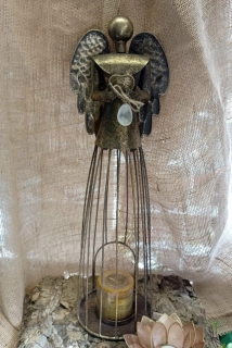 Plechový anděl s přívěskem, zlatý XL, 54 cm