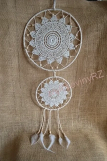 Maxi lapač snů, 100 cm, přírodní, s dřevěnými korálky