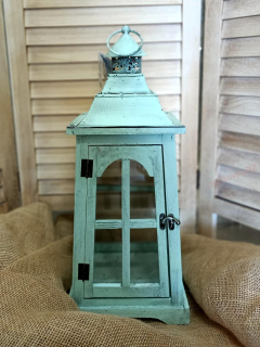 Lucerna dřevěná zelená, 50 cm