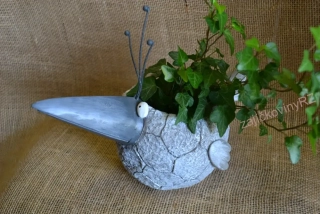 Obal na květináč, plast, 30 cm, veselý pták