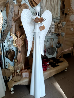 Plechový anděl MAXI, svícen, 100 cm