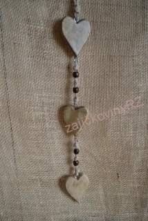 Závěsná dekorace srdíčka, 6x39 cm