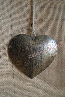 Závěsné kovové srdce s gravírováním, 15x15 cm