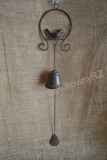 Závěs dekorační s litinovým ptáčkem, 72 cm