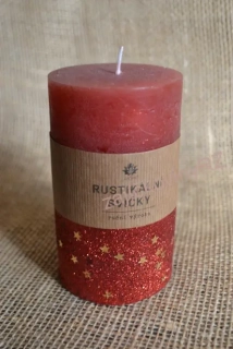 Arôme rustikální svíčka červená, 12 cm, vánoční zdobení