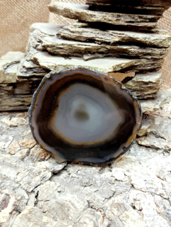 Achátový plát, šedohnědý, 7,5x9 cm