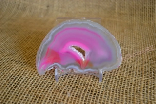 Achátový plát, růžový, 9x6 cm