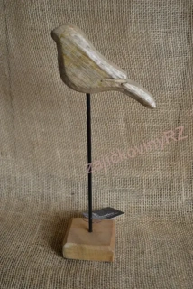 Ptáček dřevěný na podstavci, 32 cm