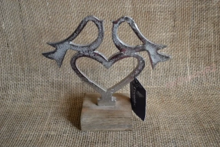 Hliníkoví ptáčci na srdíčku, 19x16 cm