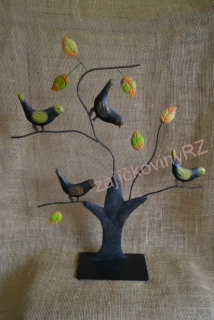 Strom s ptáčky, černý, 57 cm