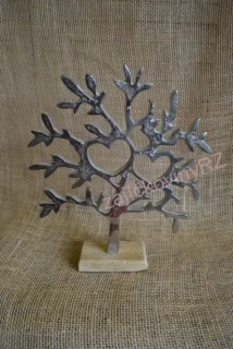 Strom kovový se srdíčky, 26 cm