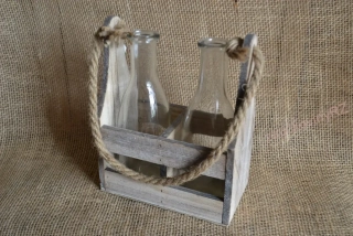 Dekorativní vázičky v dřevěném stojánku