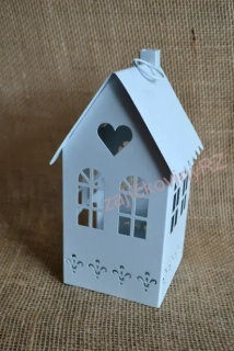 Domeček bílý plechový, 20 cm