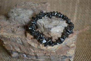 Náramek zlomky, hematit, obvod 18-19 cm