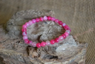 Náramek z minerálních kuliček, achát růžový, průměr kuličky 6 mm