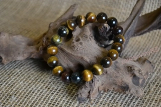 Náramek z minerálních kuliček, tygří oko, průměr kuličky 10 mm