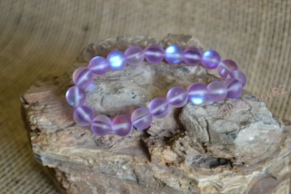 Náramek, opalit aura, fialový, průměr kuličky 10 mm