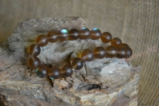 Náramek, opalit aura, hnědý, průměr kuličky 10 mm