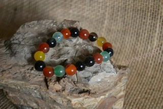 Náramek z minerálních kuliček, barevný, průměr kuličky 10 mm