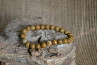 Náramek z minerálních kuliček, jaspis dřevitý, průměr kuličky 8 mm