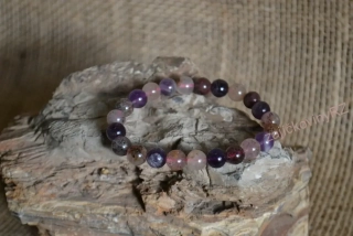 Náramek z minerálních kuliček, achát fialový, průměr kuličky 8 mm