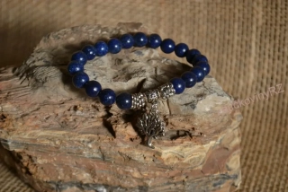 Náramek z minerálních kuliček, lapis lazuli, se stromem života, průměr kuličky 8 mm