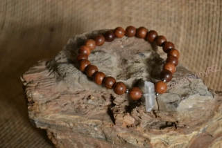 Dřevěný náramek s krystalem křišťálu 2cm 