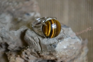 Prsten s nastavitelnou velikostí, tygří oko s pruhy