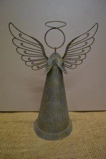 Anděl kovový, kužel, 26 cm