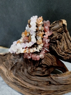 Náramky ze zlomků sada 3 ks, s křemenem jahodovým