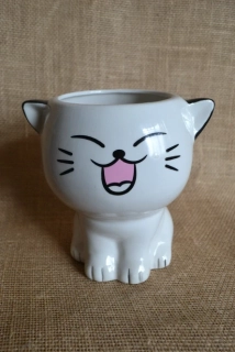 Květináč kočka, smějící se, 20 cm