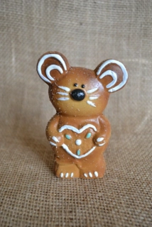 Perníček myška, 12 cm, se srdíčkem